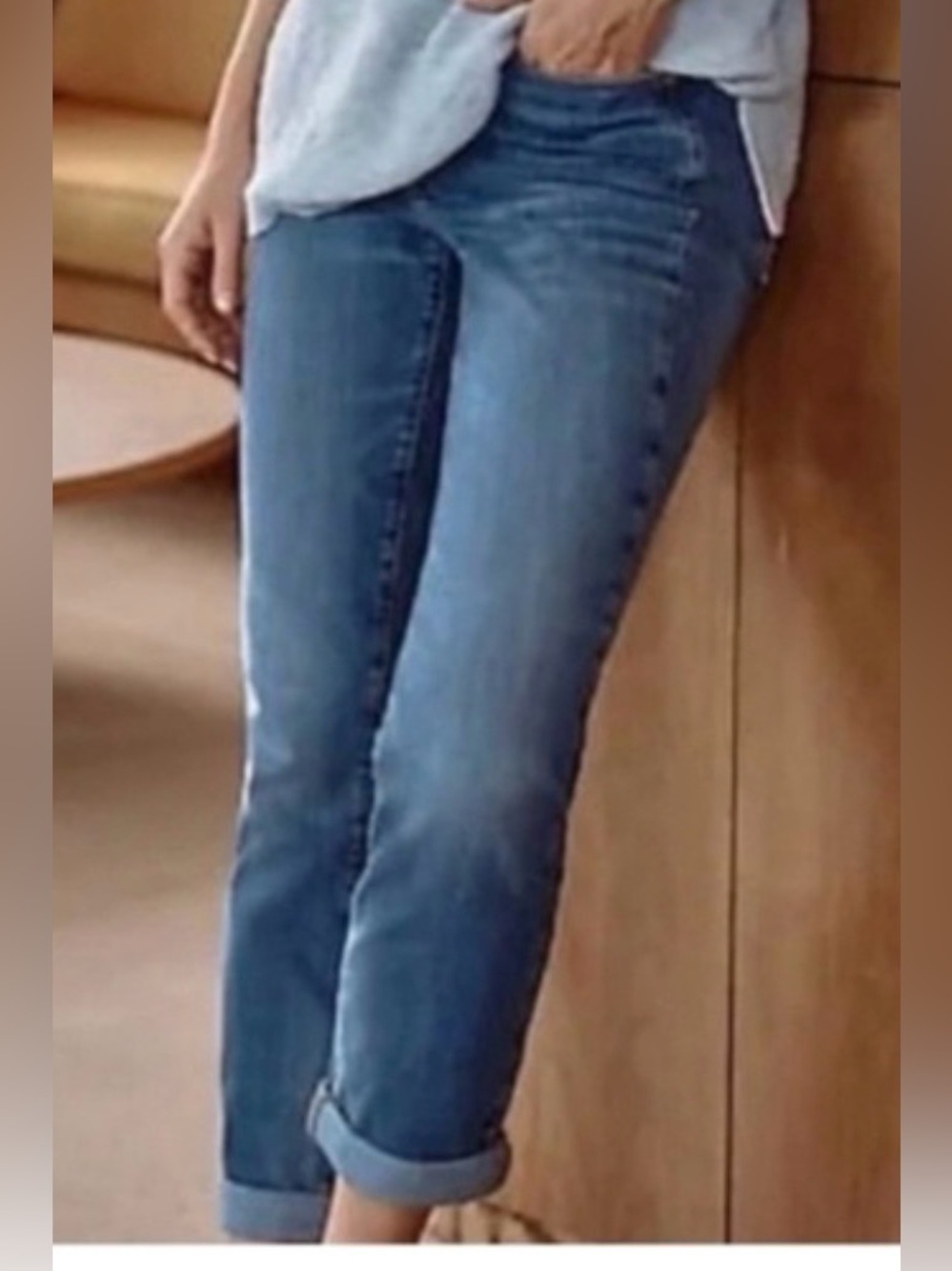 Jill Boyfriend Jeans Straight Leg Ankle Blue Medium Wash Denim Size 8R Stretch